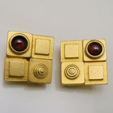 Karen Hall Earrings with Red Cabs