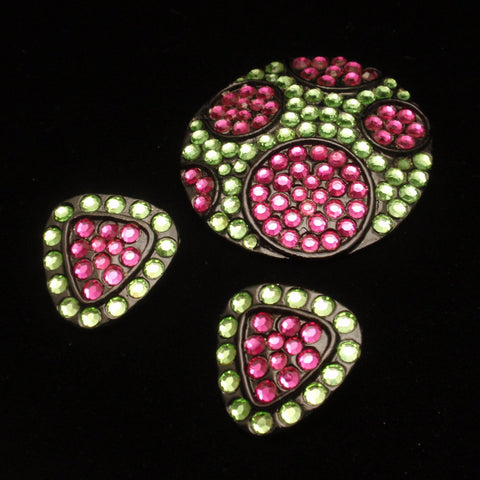 Kramer Set Japanned Bright Rhinestones Pin Earrings Vintage