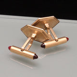 Krementz Cuff Links Six-Sided Deep Red Bullet Cabs Toggle Backs Vintage Patented