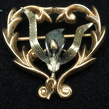 Lily Flower Heart Pin Vintage Gold Filled