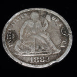 Love Token Charm 1883 Seated Liberty Dime Hand-Engraved IDA or IVA
