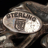 Moonstone & Sterling Silver Brooch Pin Vintage Walter Lampl Scroll Design
