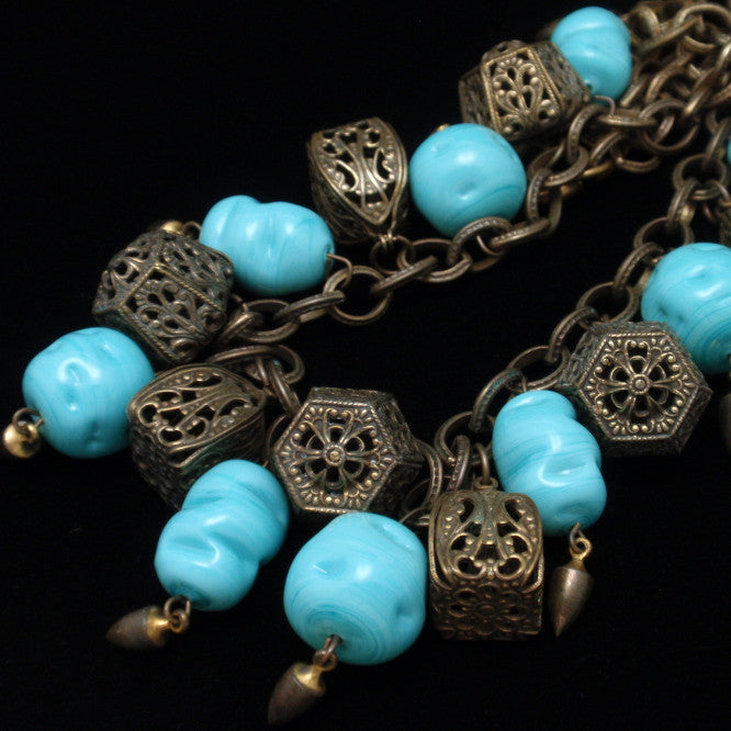 Glass Beads & Filigree Lanterns Vintage Fringe Necklace – World of ...