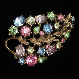 Multi-Colored Rhinestones Set Lisner Bracelet Brooch Pin Earrings