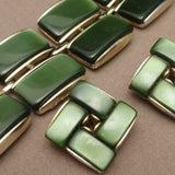 Lisner Dark Green Thermoset Plastic Bracelet & Earrings Set