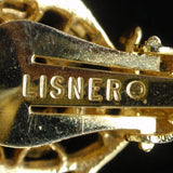Lisner Tulip Set Rhinestones Brooch Pin & Earrings Vintage