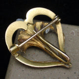 Heart & Flower Pin Vintage 10k Gold and Pearl Hook for Watch or Pendant