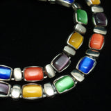 Multi-Colored Glass Cabs Set Necklace & Bracelet