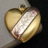 Heart Pendant Vintage 3 Colors of Gold Fill Large Charm