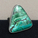 Malachite & Sterling Silver Triangle Ring Vintage