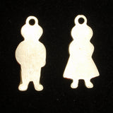 Man Woman Old Fashioned Clothes Charms Silver and Enamel Vintage