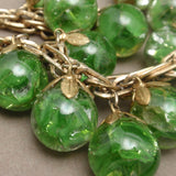 Green Glass Marbles Set Vintage Bracelet and Earrings