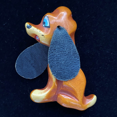 Martha Sleeper Dog Pin Floppy Leather Ears Vintage