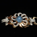 Mazer Set Necklace Bracelet Pin Vintage Moonstone Cabs & Rhinestones