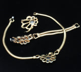 Mazer Set Necklace Bracelet Pin Vintage Moonstone Cabs & Rhinestones