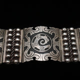 Sterling Silver Bracelet 1 5/8" Wide Taxco Vintage Eagle 2 JF or JA