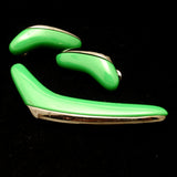 Boomerang Set Monet Green and Gun Metal Retro Atomic Mid-Century Modern Design