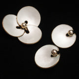 Norway Hans Myhre Set Vintage Sterling Silver & White Enamel Pin Earrings