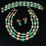 Napier Parure Set Necklace Bracelet Earrings Sommerso Foil Beads Vintage