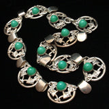 Napier Parure Necklace Bracelet Earrings Vintage Set Green Cabs