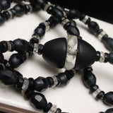 Black Glass & Crystal Necklace Vintage 1920s