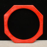 Octagonal Red Bangle Bracelet Round Center Vintage
