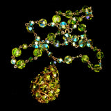 Olivine Aurora Borealis Rhinsetones Necklace Vintage AB Crystals