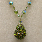 Olivine Aurora Borealis Rhinsetones Necklace Vintage AB Crystals