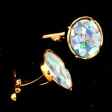 Iridescent Opal Glass Mosaic Cuff Links Vintage