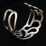 Sterling Silver Cuff Bracelet Open Design 1 1/4" Wide