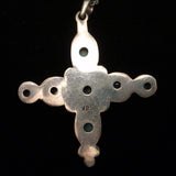 Cross Pendant Necklace Sterling Silver Turquoise Amethyst Moonstone Vintage