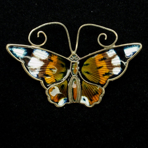 Butterfly Pin Vintage Sterling Silver Enamel David Andersen Norway Monarch