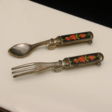 Fork & Spoon Scatter Pins Vintage with Floral Enamel Handles