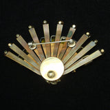 Fan Brooch Pin Large Yellow Rhinestones 12k Gold Filled