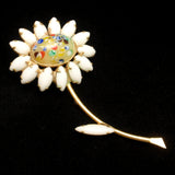 Daisy Pin Art Glass Vintage Flower Brooch