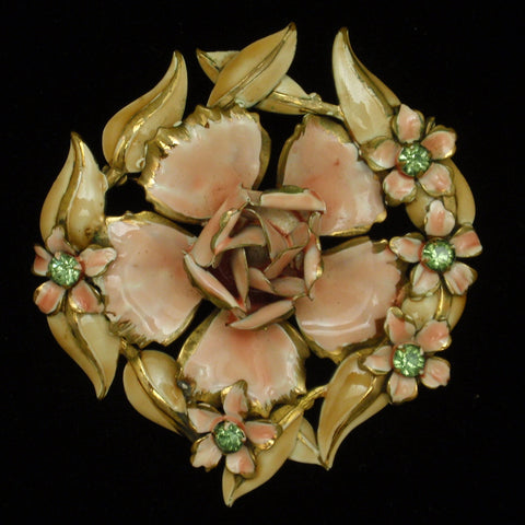 Sandor Flower Pin Vintage Pale Pink Enamel