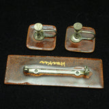 Modernist Set Enamel Sterling Silver Pin Earrings 1960s Hacker Zigzag Squiggle
