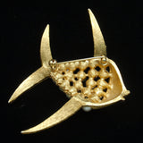 Fish Pin Gold Tone with Imitation Pearls Vintage