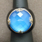 Gold Onyx Blue Quartz Ring