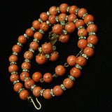 Vogue Persimmon Coral and Rhinestones Necklace Earrings Set