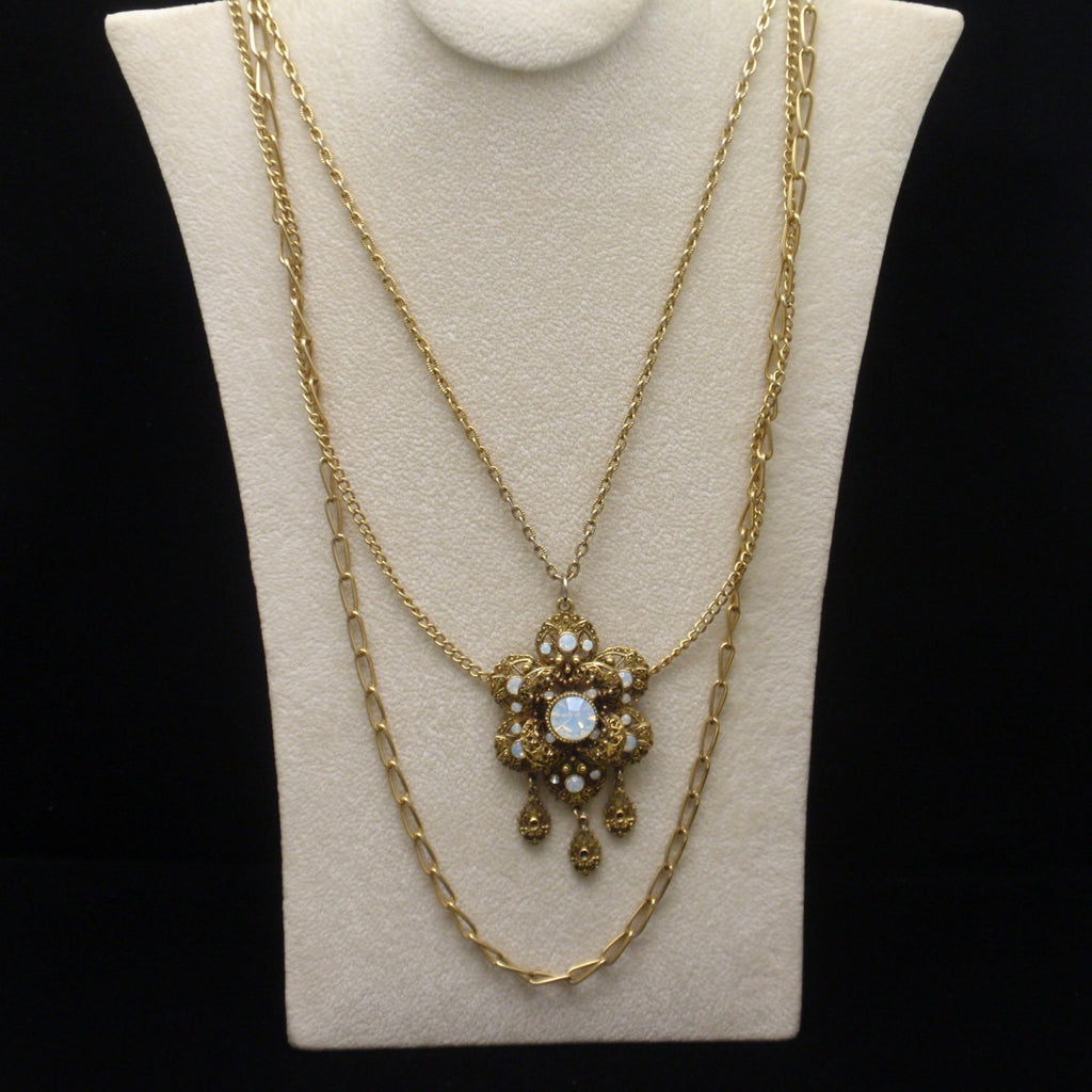 Triple Chain Necklace with Imitation Moonstones – World of Eccentricity ...