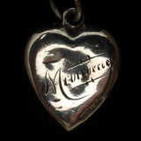 Puffy Heart Charm Vintage Sterling Silver Hand-Engraved