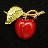 Cherry Pin Vintage Enamel Fruit Brooch
