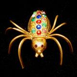 Spider Brooch Pin Vintage Multi-Colored Rhinestones