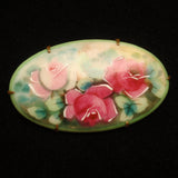 Hand-Painted Roses on China Porcelain Pin