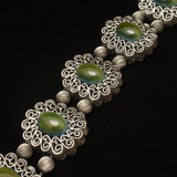 Tortolani Scroll Bracelet with Dark Green Cabs