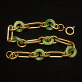 Art Deco Link Bracelet with Green Donuts