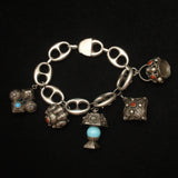 Etruscan Bracelet 800 Silver with 5 Dimensional Charms