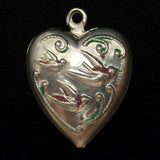 Puffy Heart Charm Sterling Silver Enamel