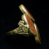 Goldstone Ring with Floral Band Adjustable